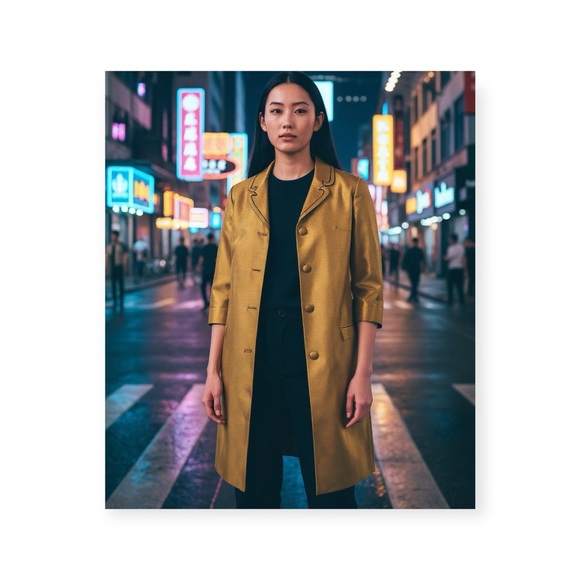 Vintage: Gentry 𖡗 Handmade 3 Button Duponi Silk Coat 𖡗 Metallic Goldenrod 𖡗 - Picture 1 of 16